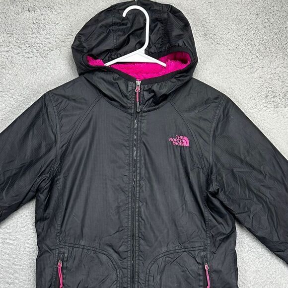 The North Face Coat Jacket Womens Small Black Nylon Sherpa Lined Full Zip Hooded - Picture 1 of 12